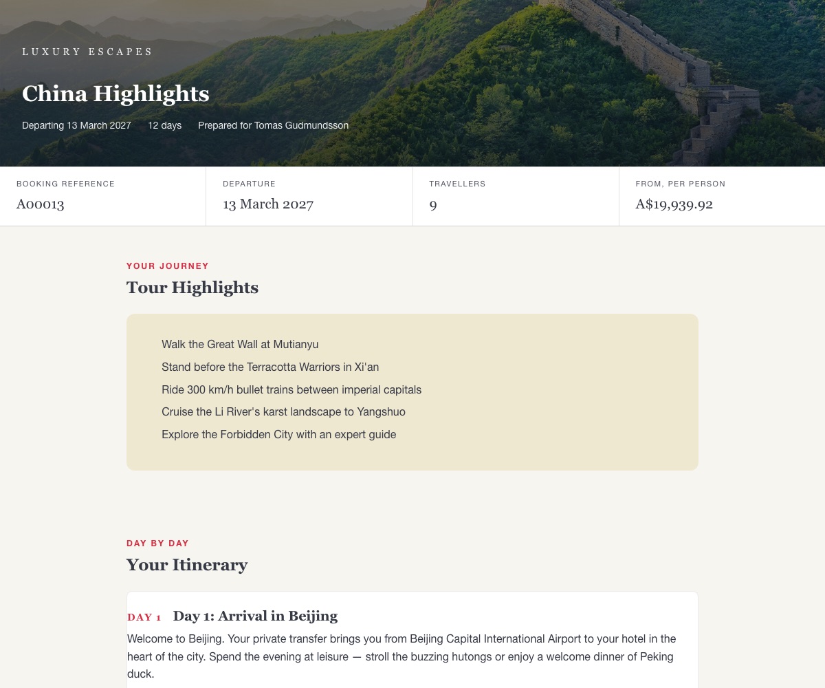 Tour itinerary hero — Great Wall, China Highlights, 13 March 2027, 12 days, A$19,939.92 from-price